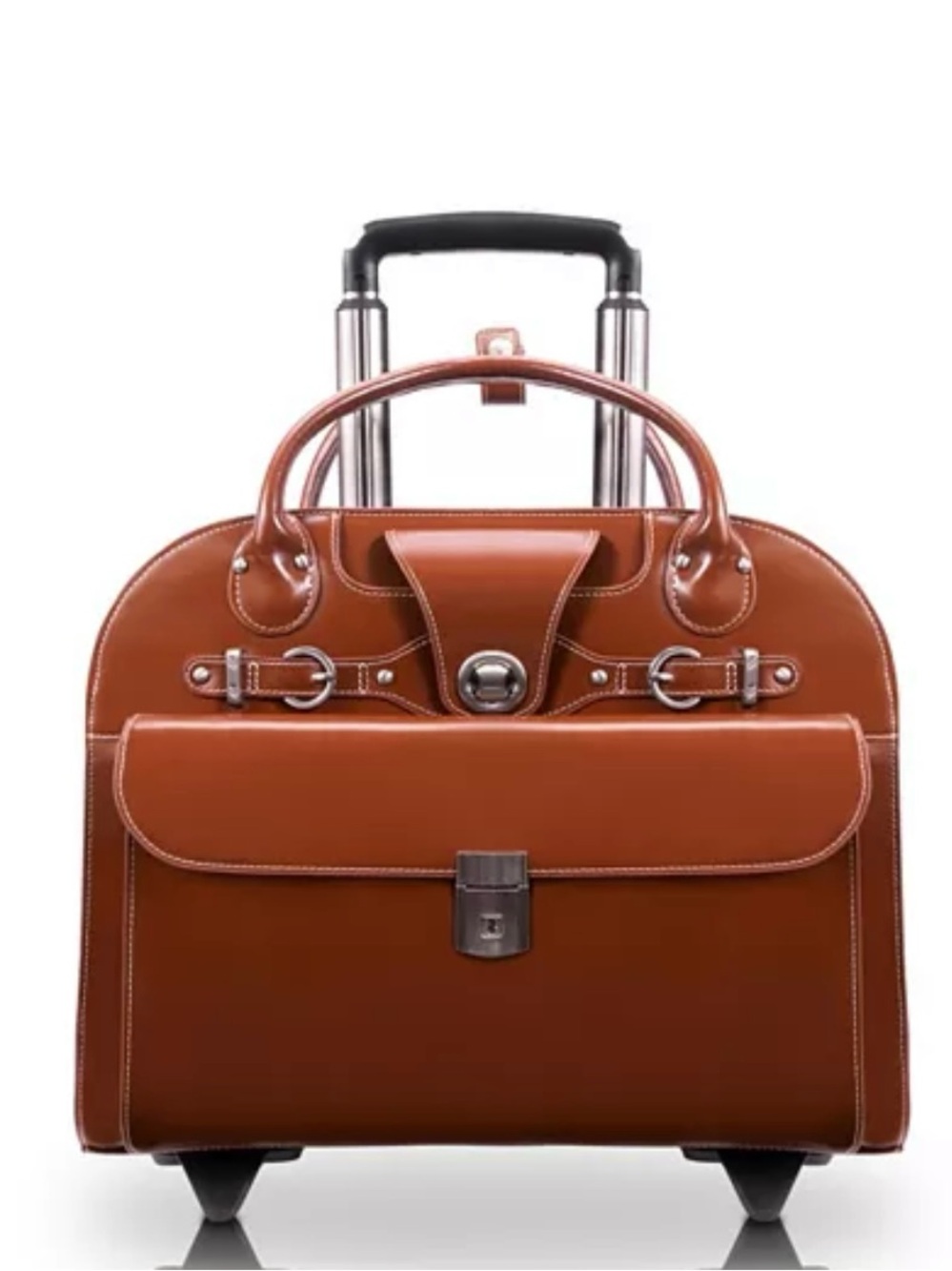 McKlein Edgebrook Leather Brown Wheeled Laptop Briefcase Travel Bag.Unisex